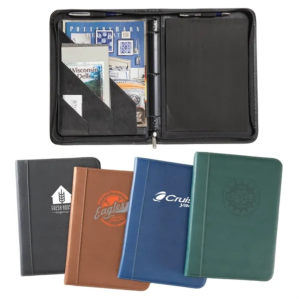 Hamilton Zippered 3-Ring Binder -Padfolio (4 Colors)