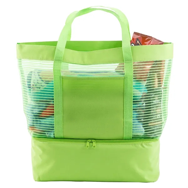 2 in 1 Striped Mesh Beach Bag Cooler - 2 in 1 Striped Mesh Beach Bag Cooler - Image 4 of 5