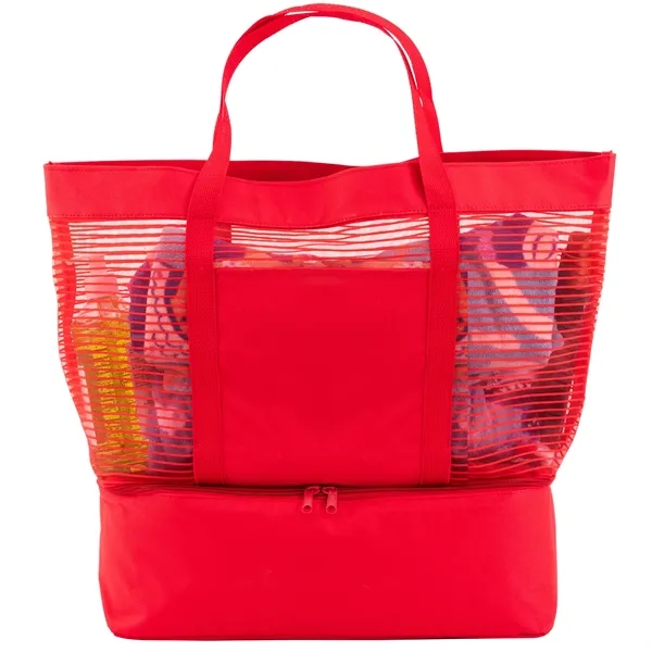 2 in 1 Striped Mesh Beach Bag Cooler - 2 in 1 Striped Mesh Beach Bag Cooler - Image 5 of 5