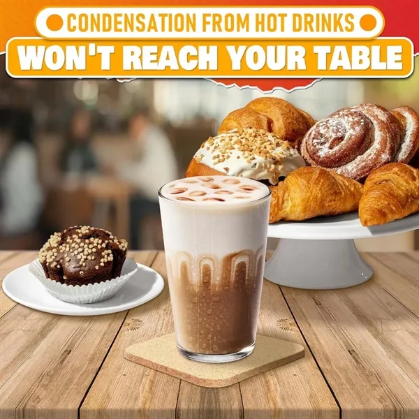 Heat-resistant cork coaster 3.9"x3.9" for Bars Offices - Heat-resistant cork coaster 3.9"x3.9" for Bars Offices - Image 3 of 4