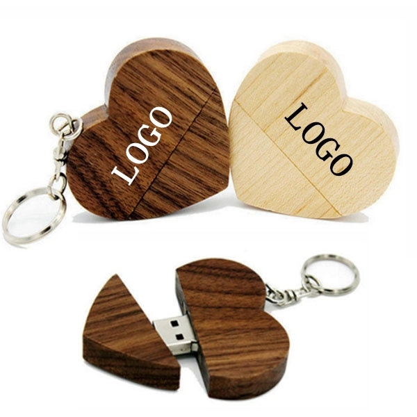 Heart Shape Wooden USB Flash Drive - Heart Shape Wooden USB Flash Drive - Image 0 of 2