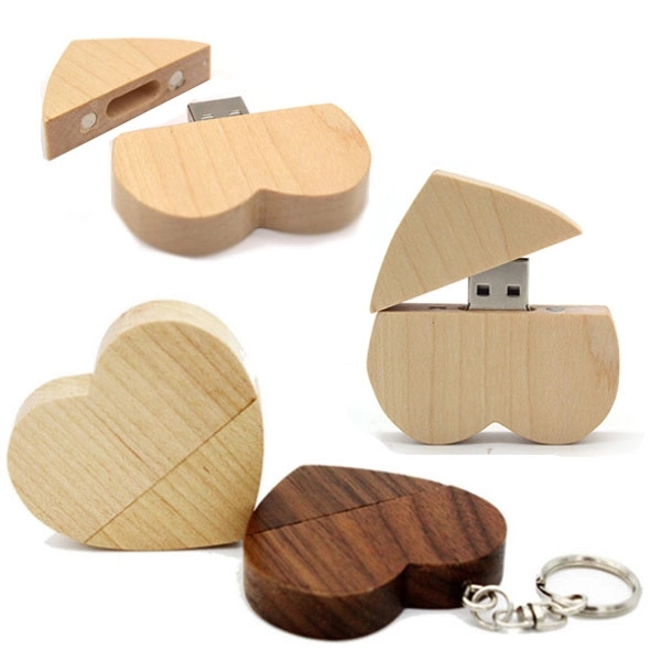 Heart Shape Wooden USB Flash Drive - Heart Shape Wooden USB Flash Drive - Image 2 of 2