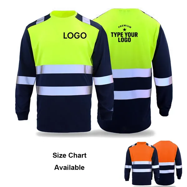 Custom Safety Shirts Long Sleeve Class 3 High Visibility - Custom Safety Shirts Long Sleeve Class 3 High Visibility - Image 0 of 3