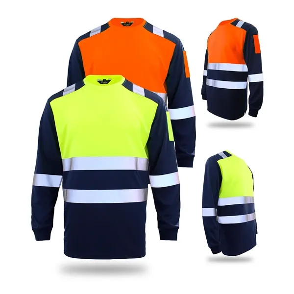 Custom Safety Shirts Long Sleeve Class 3 High Visibility - Custom Safety Shirts Long Sleeve Class 3 High Visibility - Image 1 of 3