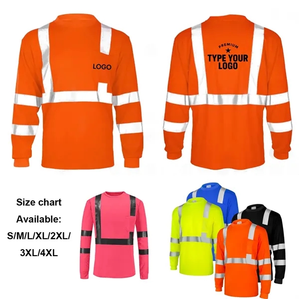 Long Sleeve Safety Shirt High Visibility Reflective - Long Sleeve Safety Shirt High Visibility Reflective - Image 0 of 4