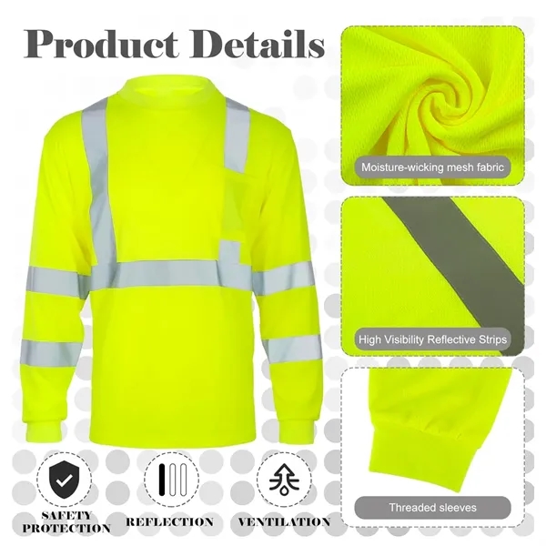 Long Sleeve Safety Shirt High Visibility Reflective - Long Sleeve Safety Shirt High Visibility Reflective - Image 1 of 4