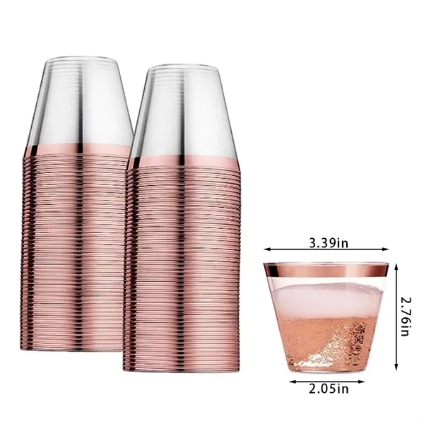 9oz clear plastic cup rimmed disposable for wedding party - 9oz clear plastic cup rimmed disposable for wedding party - Image 1 of 4