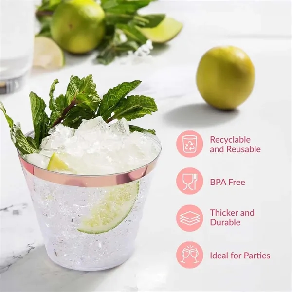 9oz clear plastic cup rimmed disposable for wedding party - 9oz clear plastic cup rimmed disposable for wedding party - Image 2 of 4
