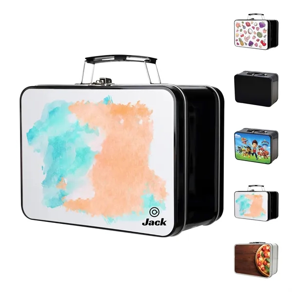 7.7"x6"  Retro Metal Lunch Box with Handle - 7.7"x6"  Retro Metal Lunch Box with Handle - Image 0 of 3