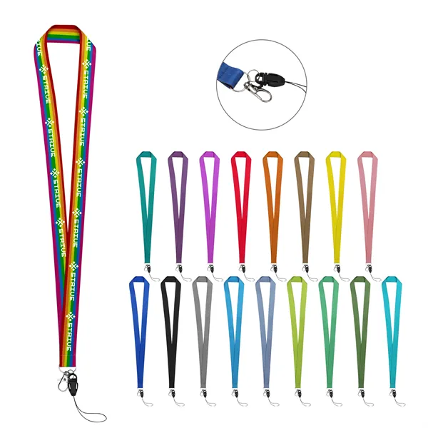 3/4" Full Color Dye Sublimation Phone Lanyard W/ Hook