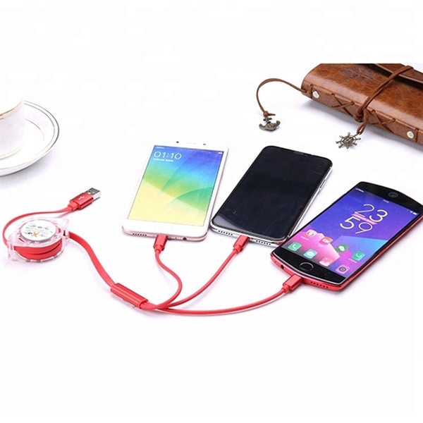 Shiny 3-In-1 Mobile Charger Retractable USB Cable - Type-C - Shiny 3-In-1 Mobile Charger Retractable USB Cable - Type-C - Image 1 of 9