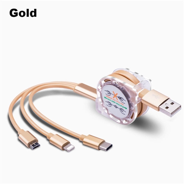 Shiny 3-In-1 Mobile Charger Retractable USB Cable - Type-C - Shiny 3-In-1 Mobile Charger Retractable USB Cable - Type-C - Image 5 of 9