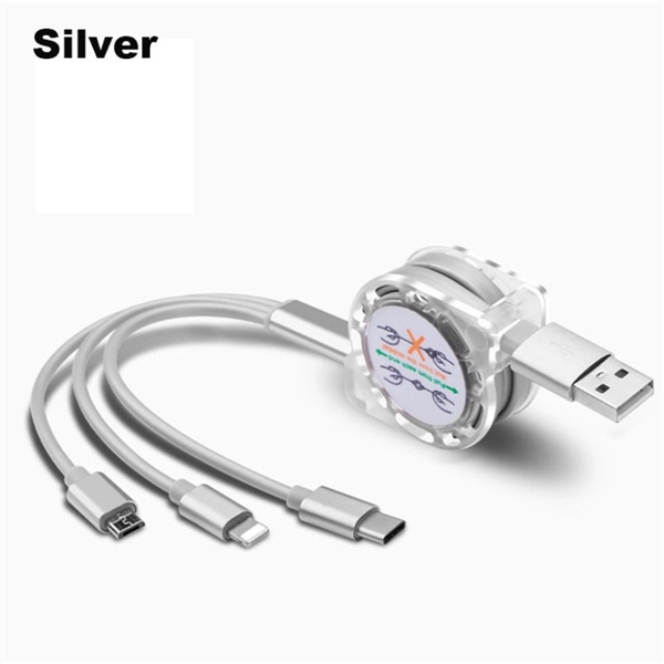 Shiny 3-In-1 Mobile Charger Retractable USB Cable - Type-C - Shiny 3-In-1 Mobile Charger Retractable USB Cable - Type-C - Image 7 of 9