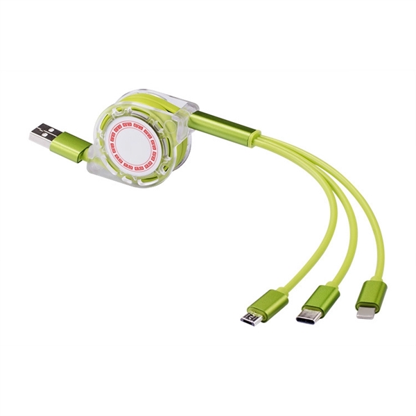 Shiny 3-In-1 Mobile Charger Retractable USB Cable - Type-C - Shiny 3-In-1 Mobile Charger Retractable USB Cable - Type-C - Image 8 of 9