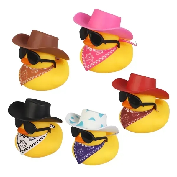 Car Rubber Yellow Duck with Cowboy Hat-Scarf - Car Rubber Yellow Duck with Cowboy Hat-Scarf - Image 0 of 5