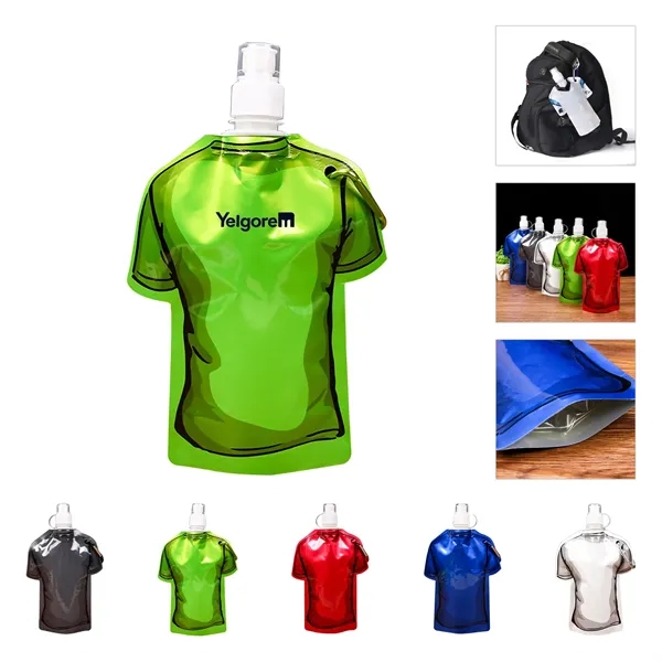 T Shirt Shaped Flip Top Foldable Water Bottle W/Carabiner - T Shirt Shaped Flip Top Foldable Water Bottle W/Carabiner - Image 0 of 3