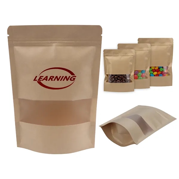 Resealable Kraft Paper Bag Food Storage  W/ Clear Window - Resealable Kraft Paper Bag Food Storage  W/ Clear Window - Image 0 of 4