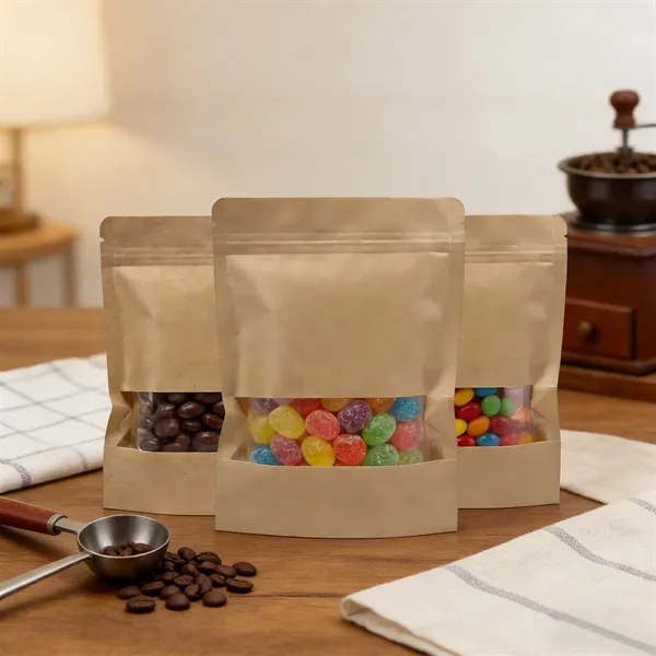 Resealable Kraft Paper Bag Food Storage  W/ Clear Window - Resealable Kraft Paper Bag Food Storage  W/ Clear Window - Image 4 of 4