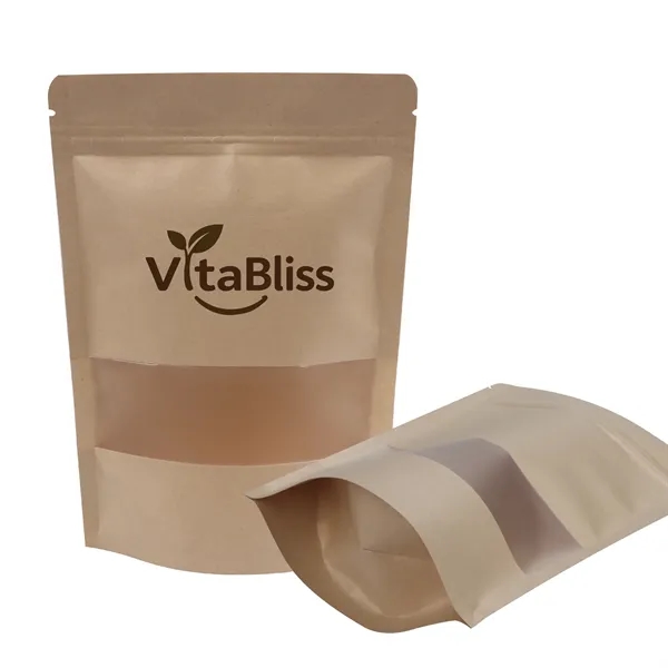 Resealable Kraft Paper Bag Food Storage  W/ Clear Window - Resealable Kraft Paper Bag Food Storage  W/ Clear Window - Image 0 of 4