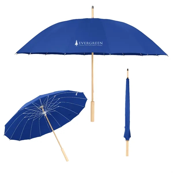 46" Arc Umbrella With 100% RPET Canopy & Bamboo Handle - 46" Arc Umbrella With 100% RPET Canopy & Bamboo Handle - Image 7 of 9
