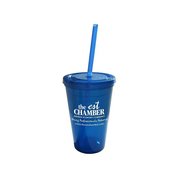 Geneva 16 Oz Tumbler w/Straw - Geneva 16 Oz Tumbler w/Straw - Image 0 of 6
