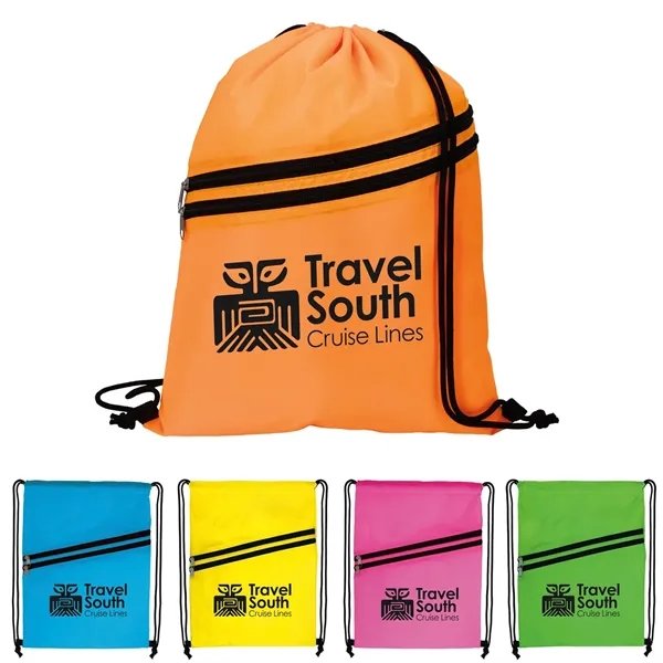 Good Value™ Neon Multi-Zippered Drawstring Backpack - Good Value™ Neon Multi-Zippered Drawstring Backpack - Image 0 of 8