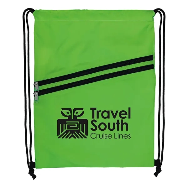 Good Value™ Neon Multi-Zippered Drawstring Backpack - Good Value™ Neon Multi-Zippered Drawstring Backpack - Image 2 of 8