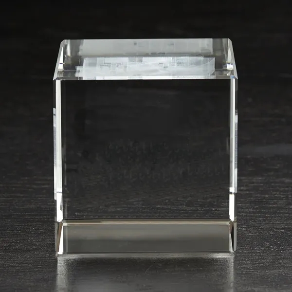 Large Flat Cube 3D Crystal Award - Large Flat Cube 3D Crystal Award - Image 2 of 2