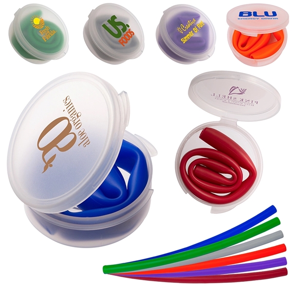 Reusable Silicone Drinking Straw in Case - Reusable Silicone Drinking Straw in Case - Image 0 of 6