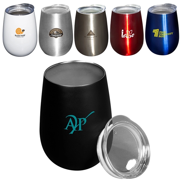 10 oz. Stemless Vacuum Wine Tumbler w/ Lid - 10 oz. Stemless Vacuum Wine Tumbler w/ Lid - Image 0 of 7