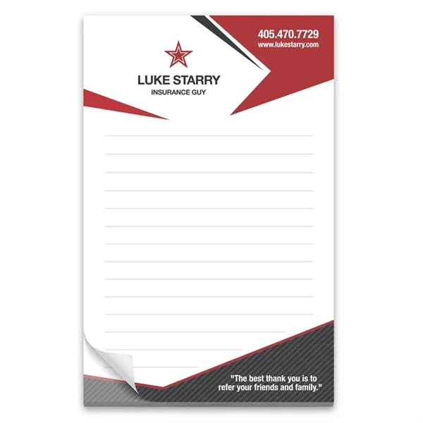 Custom 25 Page 5-1/2 x 8-1/2 Paper Note Pad w/ Magnet 4CP