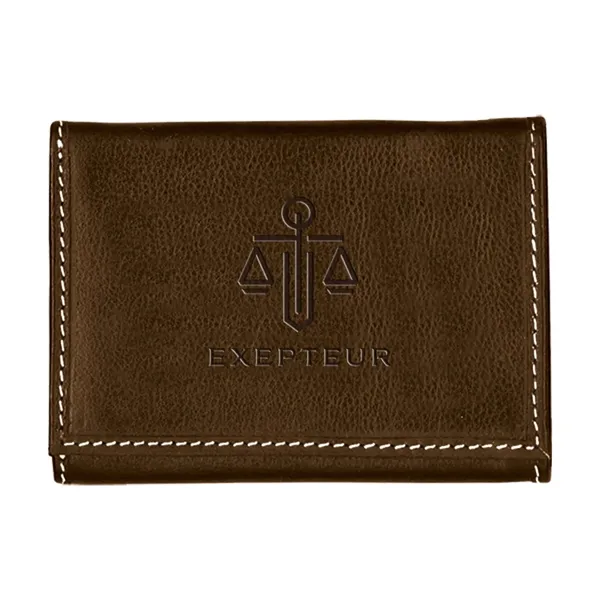 Andrew Philips® Leather Contrast Stitch Tri-Fold Wallet
