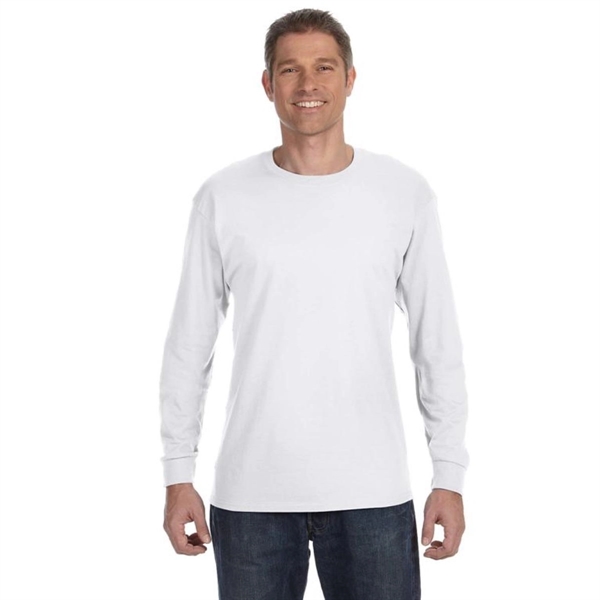 Gildan Heavyweight Cotton Long Sleeve Tee - White/Neutral - Gildan Heavyweight Cotton Long Sleeve Tee - White/Neutral - Image 0 of 1