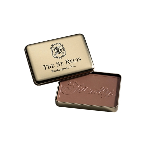 10 oz Custom Molded Chocolate Bar in Gold Metal Tin - 10 oz Custom Molded Chocolate Bar in Gold Metal Tin - Image 0 of 0