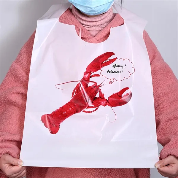 14.2" X 23.6" Disposable Plastic Adult Bib Lobster Bib - 14.2" X 23.6" Disposable Plastic Adult Bib Lobster Bib - Image 0 of 2