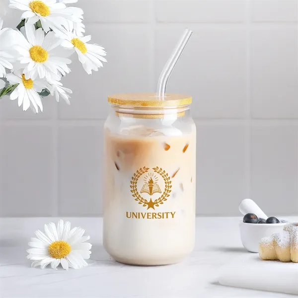 Capote 16 oz Glass and Bamboo To Go Tumbler with Straw