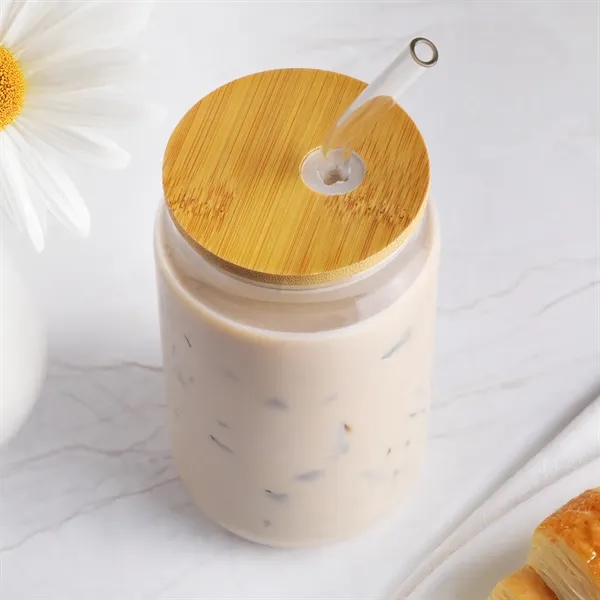 Capote 16 oz Glass and Bamboo To Go Tumbler with Straw