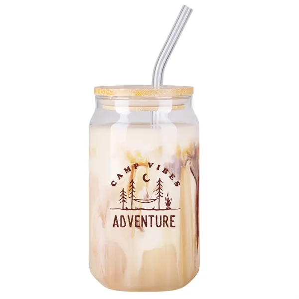 Capote 16 oz Glass and Bamboo To Go Tumbler with Straw