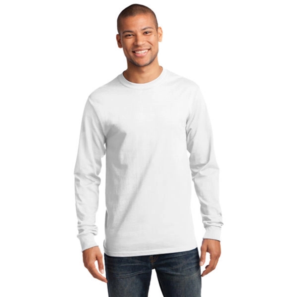Port & Company Long Sleeve Essential T-Shirt - White/Neutral - Port & Company Long Sleeve Essential T-Shirt - White/Neutral - Image 0 of 1