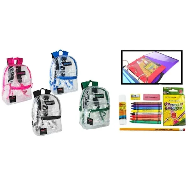 DDI 17 Backpacks with Elementary School Kits - Clear 11 Pi - DDI 17 Backpacks with Elementary School Kits - Clear 11 Pi - Image 0 of 0