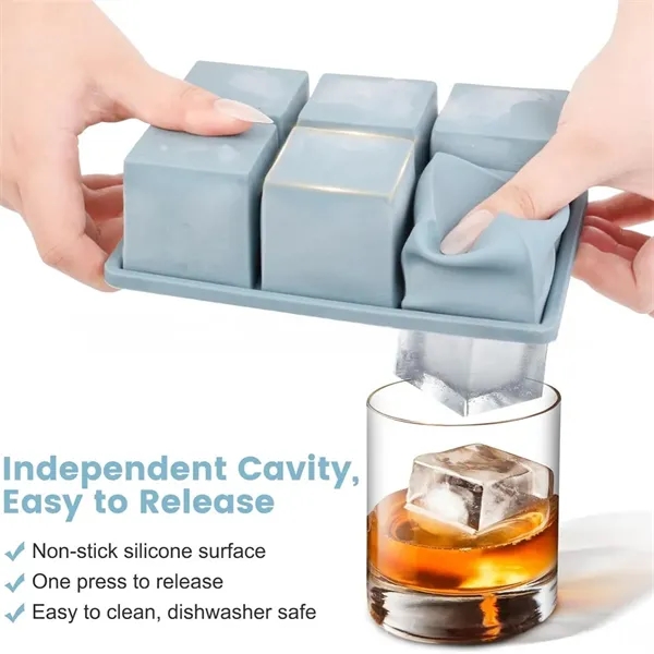 Large 2" Big Silicone Ice Cube Tray with Lid for Whisky - Large 2" Big Silicone Ice Cube Tray with Lid for Whisky - Image 2 of 5