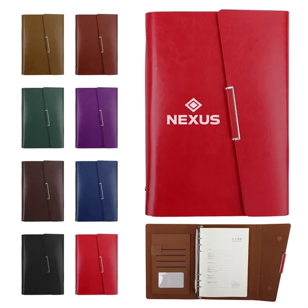 A5 PU Leather Binder Planner Notebook W/ Card Holder