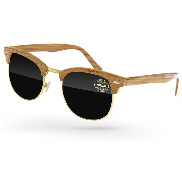 Faux-Wood Club Sunglasses w/ 1-color imprint - Faux-Wood Club Sunglasses w/ 1-color imprint - Image 0 of 2