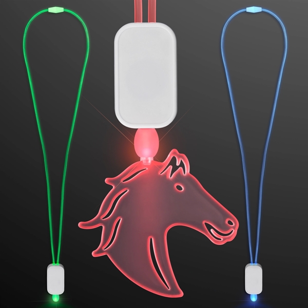 LED Neon Lanyards with Acrylic Horse Pendant - LED Neon Lanyards with Acrylic Horse Pendant - Image 1 of 4