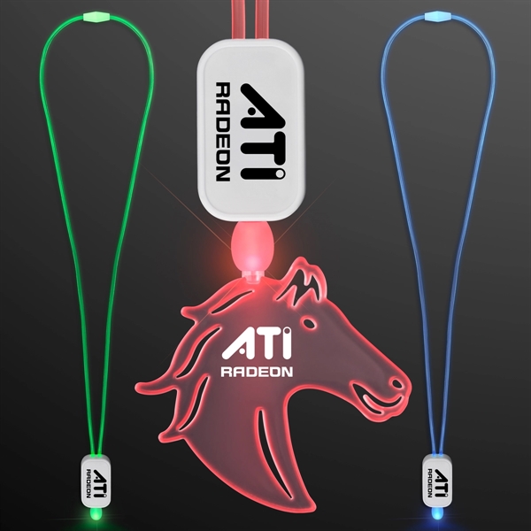 LED Neon Lanyards with Acrylic Horse Pendant - LED Neon Lanyards with Acrylic Horse Pendant - Image 0 of 4