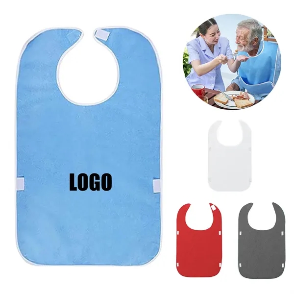 Adult Soft Polyester Waterproof Elderly Bib With Hook - Adult Soft Polyester Waterproof Elderly Bib With Hook - Image 0 of 4
