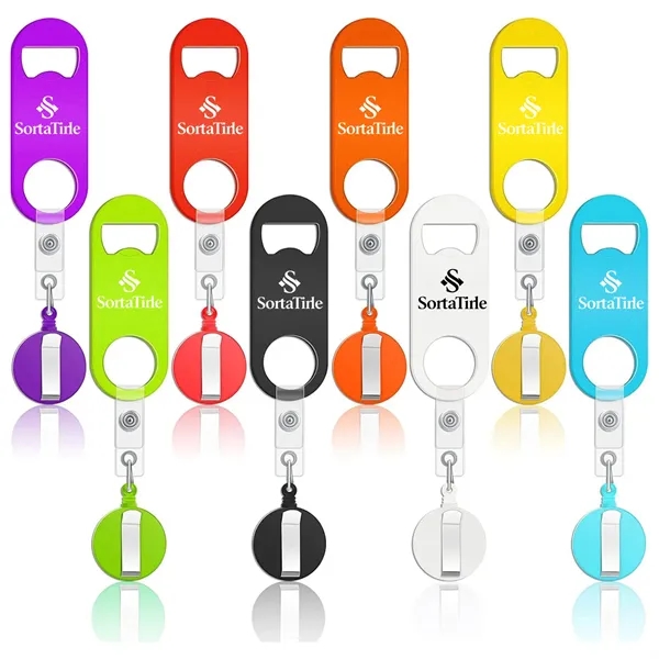 Retractable Keychain Bottle Opener with Solid Color Body - Retractable Keychain Bottle Opener with Solid Color Body - Image 0 of 4