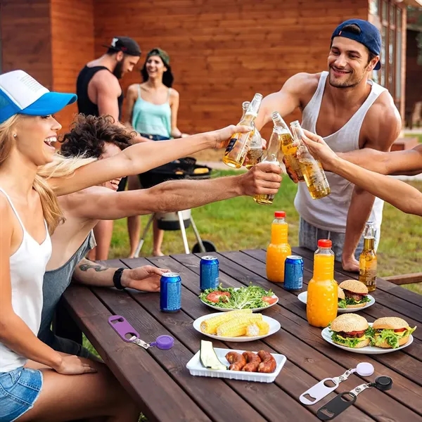 Retractable Keychain Bottle Opener with Solid Color Body - Retractable Keychain Bottle Opener with Solid Color Body - Image 2 of 4