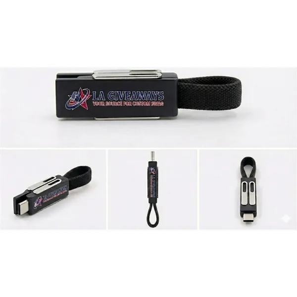 Magnetic Mini Charging Fabric 4 in 1 Keychain USB Cable - Magnetic Mini Charging Fabric 4 in 1 Keychain USB Cable - Image 1 of 4