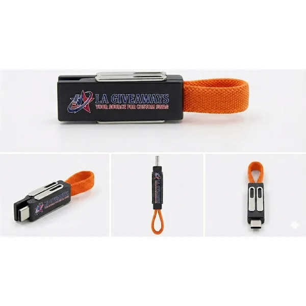 Magnetic Mini Charging Fabric 4 in 1 Keychain USB Cable - Magnetic Mini Charging Fabric 4 in 1 Keychain USB Cable - Image 3 of 4